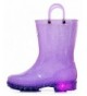 Boots Toddler Kids Light Up Rain Boots Waterproof Lightweight Glitter Boots Collection with Handle - Purple - CQ18CU5OO6S $44.53