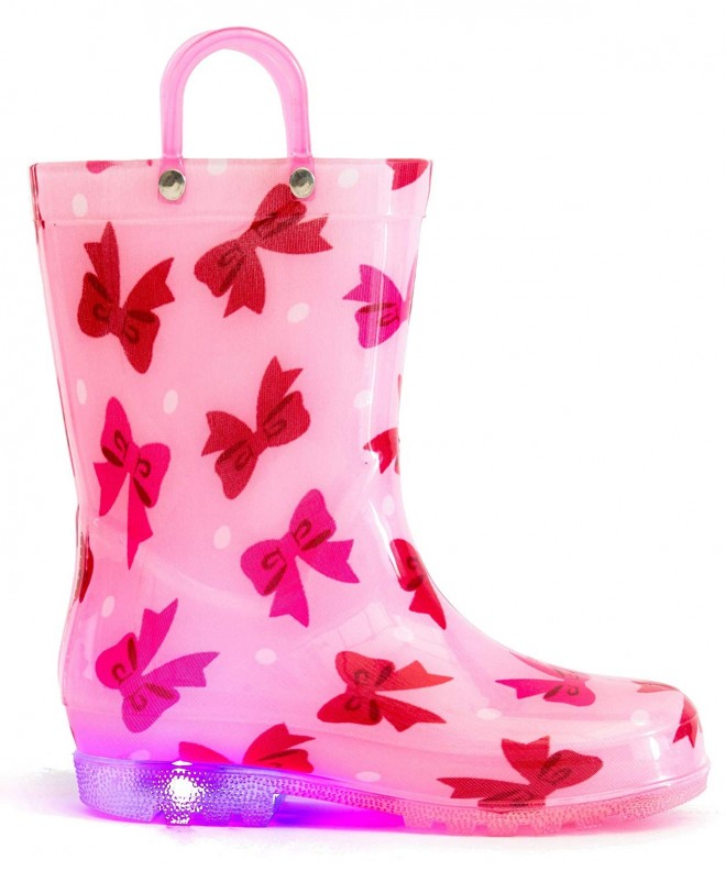 Boots Toddler Kids Light Up Rain Boots - Pink Bowknot - CN18HOE3T2T $47.09