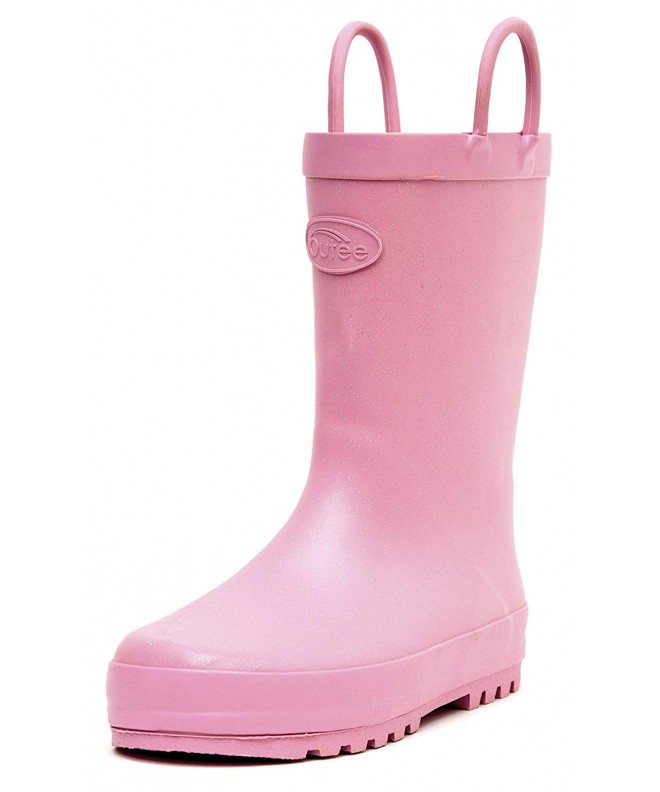 Boots Toddler Kids Solid Rubber Rain Boots Pink - Glitter Pink - C718EOOGROK $34.62