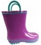 Boots Waterproof Rubber Rain Boots for Girls & Boys - Toddlers & Big Kids - Solid & Printed Rainboots - Purple/Teal - CY182WN...
