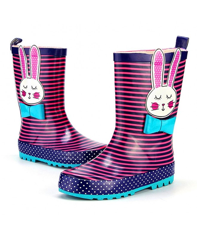 Boots Girls Fun Printed Rubber Rain Boots with Easy-On Handles - Purple - CQ12O6Q5JYL $36.43