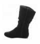Boots Girl's Mid-Calf Solid Color Flat Heel Slouch Boots - Black - CY12KV85935 $46.08