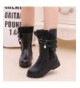Boots Girl's Waterproof Lace Bowknot Side Zipper Fur Lined Tall Winter Boots (Toddler/Little Kid/Big Kid) - Black(c) - CJ12O1...