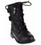 Boots Mango Girls/Boys Combat Buckle Zipper Lace Up Boots - Black - CI186A6UYK7 $50.47