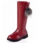 Boots Girl's Waterproof Pom Pom Back Zipper Fur Tall Riding Boots (Toddler/Little Kid/Big Kid) - Wine Red - C418HHSTOUY $45.04