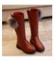 Boots Girl's Waterproof Pom Pom Back Zipper Fur Tall Riding Boots (Toddler/Little Kid/Big Kid) - Wine Red - C418HHSTOUY $45.04
