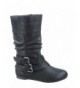 Boots Sonny-54K Youth Girl's Fashion Low Heel Zipper Buckle Round Toe Riding Boot - Black - CN18GZXKZ0X $48.62