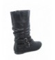 Boots Sonny-54K Youth Girl's Fashion Low Heel Zipper Buckle Round Toe Riding Boot - Black - CN18GZXKZ0X $48.62