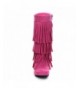 Boots Ava-18K Children's 3-Layers Fringe Moccasin Style Mid-Calf Boots - Pink - CS125TO9V17 $59.68