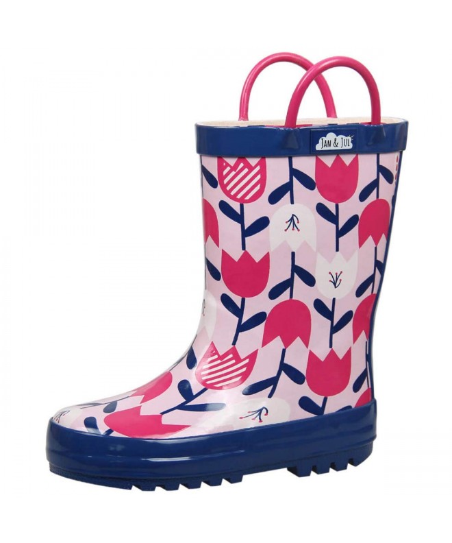Boots Natural Rubber Rain Boots Toddler Boys Girls Kids - Tulip Flower With Handles - CI184AGS3LC $43.79