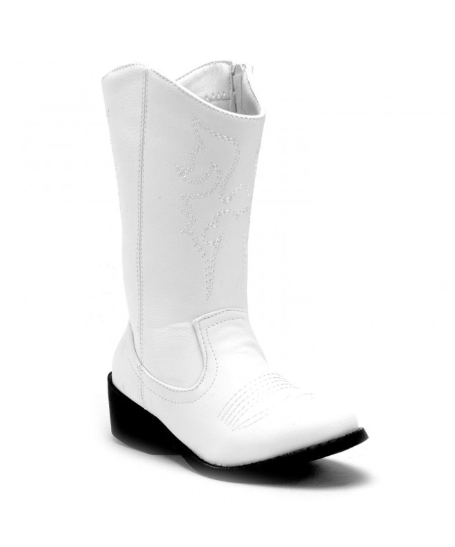 Boots Little Kids' Girls Tall Stitched Western Cowboy Cowgirl Boots - New White - C218KQ5OTDK $60.43