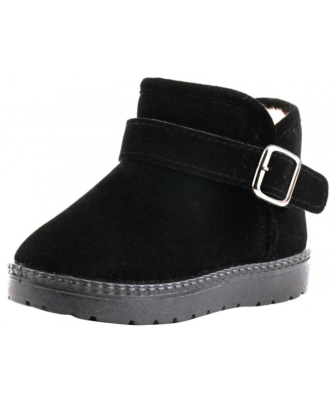 Boots Kids Pull-on Winter Fur Ankle Boots(Toddler) - Black - C5186XY3RQH $21.28
