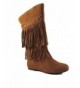 Boots Trina 03K Little Girls Moccasin 2 Layer Fringe Boots - Rust - C011IBZVLDN $44.44
