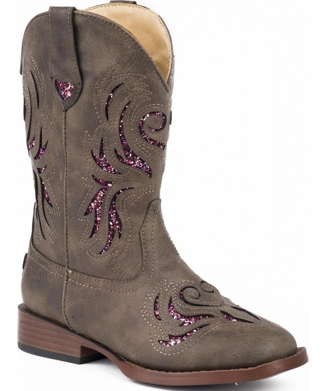 Boots Girls' and Glitter Breeze Cowgirl Boot Square Toe - Brown - C4188NKKT0O $103.72