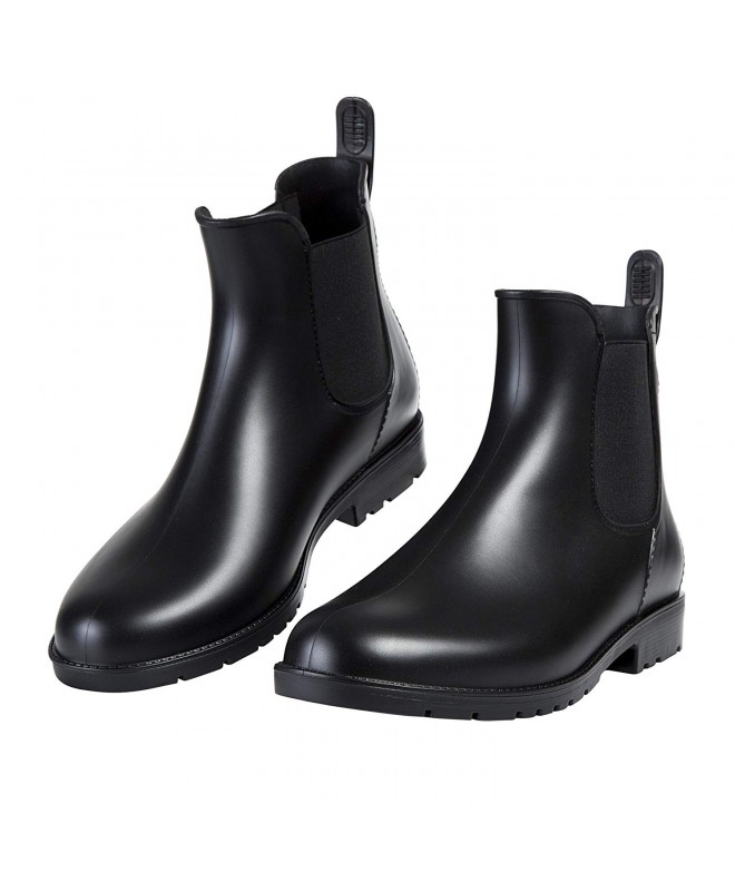Boots Girl's Waterproof Chelsea Rain Boots Short Ankle Snow Boots for Kids (Little Kid/Big Kid) - Black - CP18G3IKGS5 $42.42
