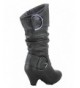 Boots Girl's Kid's Cute Round Toe Buckle Dress Side Zipper Low Heel Boots Shoes - Grey - CV18ITZLN0A $43.37