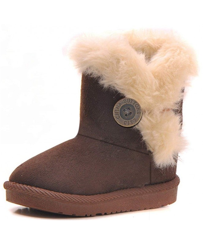Boots Baby's Girl's Boy's Cute Flat Shoes Bailey Button Winter Warm Snow Boots - Coffee - CX18GQQD6RU $30.35