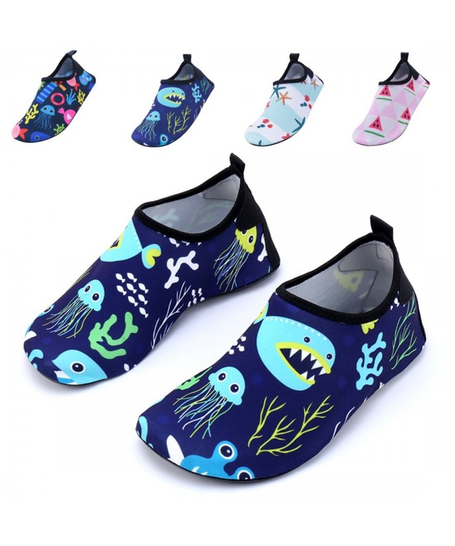 Water Shoes Toddler Kids Water Shoes Quick Drying Swim Beach Shoes Aqua Socks for Boys & Girls - 5-dark Blue Shark - CY18D027...