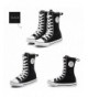 Boots Girl Tall Punk Canvas Sneakers Lace up High Boots(Toddler/Little Kid/Big Kid) - Black - C2186LZMHQ0 $40.79