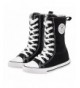 Boots Girl Tall Punk Canvas Sneakers Lace up High Boots(Toddler/Little Kid/Big Kid) - Black - C2186LZMHQ0 $40.79
