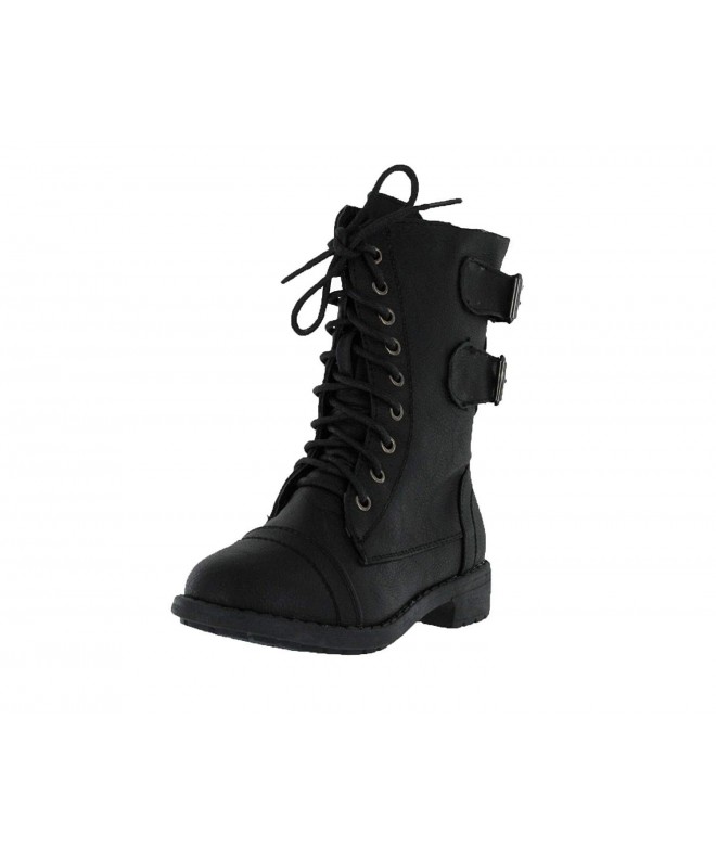Boots Pack 72 Little Girls Combat Lace Up Boots - Black - C8110OVS72Z $45.64