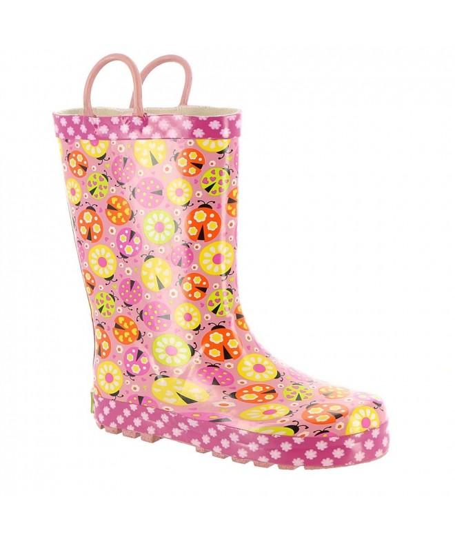 Boots Kids' Reflective Printed Waterproof Rain Boots - Pink - C11863ZOY0Q $51.92