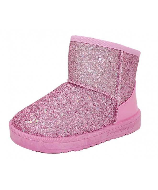 Boots Girl's Warm Sequin Comfy Cute Waterpoof Outdoor Glitter Snow Boots Bootie Slippers(Toddler/Little Kid) - Pink - C418I3M...