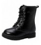 Boots Boy's Girl's Waterproof Lace-Up Side Zipper Mid Calf Combat Boots - Black(plush Inside) - CX187INKKZ3 $44.11
