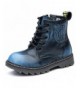 Boots Boys & Girls Waterproof Outdoor Side Zipper Lace-Up Leather Winter Snow Ankle Boots - Blue(with Fur) - CG12MIRQSIR $53.13