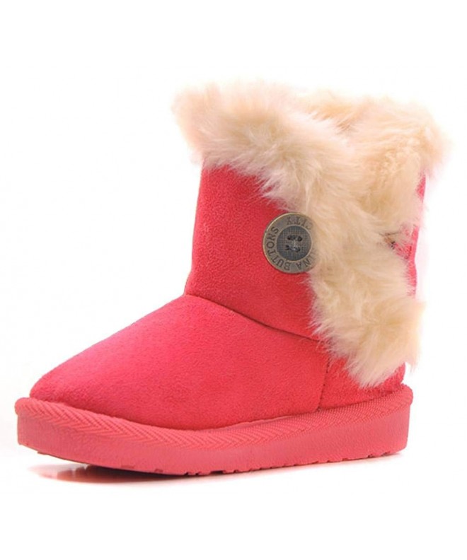 Boots Baby Girls Boys Plush-Filled Bailey Button Snow Boots Warm Winter Flat Shoes (Toddler/Little Kid) - Rose Gilrs - CU18IO...