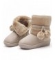 Boots Baby's Girl's Cute Flat Shoes Pom Pom Winter Warm Snow Boots (Toddler/Little Kid/Big Kid) - Beige-02 - CT18K4DLNDN $31.15