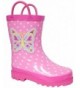 Boots Puddle Play Kids Girls' Butterfly Polka-Dot Printed Waterproof Easy-On Rubber Rain Boots (Toddler/Little Kids) - CM11A8...