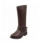 Boots Knee High Riding Boot with Studs and Double Buckle (Little Kid - Big Kid) - Brown Double Buckle - CP18H6L3QEY $60.46