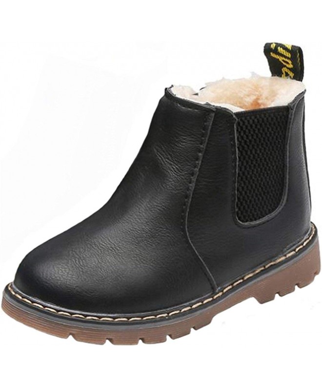 Boots Boy's Girl's British Waterproof Plush Inside Snow Boots(Baby/Toddler/Little Kid/Big Kid) - Black(plush Inside) - CI186D...