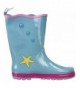 Boots Blue Mermaid Natural Rubber Rain Boots w/Fun Fishtail Pull On Heel Tab - Aqua - C41130L92LL $61.58