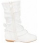 Boots Girls' Strappy Buckle Slouch Flat Mid-Calf Boot (Toddler/Little Kid/Big Kid) - White Pu - C318H6HKE7K $42.56