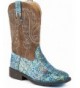 Boots Kids Glitter Aztec Round Toe Blue Boots - Blue - C2188NQZNGK $95.12