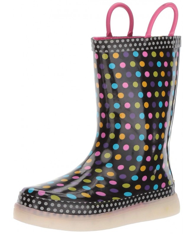 Boots Kids' LED Light-Up Waterproof Rechargeable Rain Boots - Diva Dot - CL12O2TW0TF $78.12