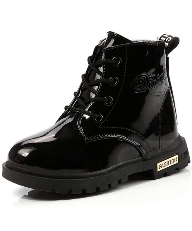 Boots Boy's Girl's Waterproof Side Zipper Lace-Up Ankle Boots (Toddler/Little Kid/Big Kid) - Black - CF18IRCH226 $29.88