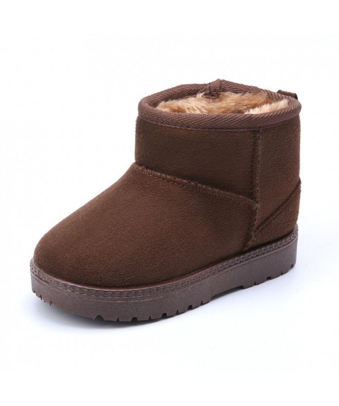 Boots Winter Boots Boy Girl Soft Warm Shoes Toddler Black Snow Boots (Toddler/Little Kid) - Brown - CY186E7UKI7 $36.04