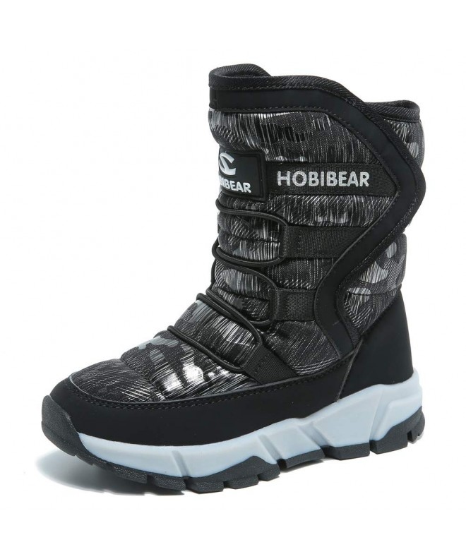 Boots Boys Snow Boots Outdoor Waterproof Winter Kids Shoes - Black - CB186M0Q76Y $48.31
