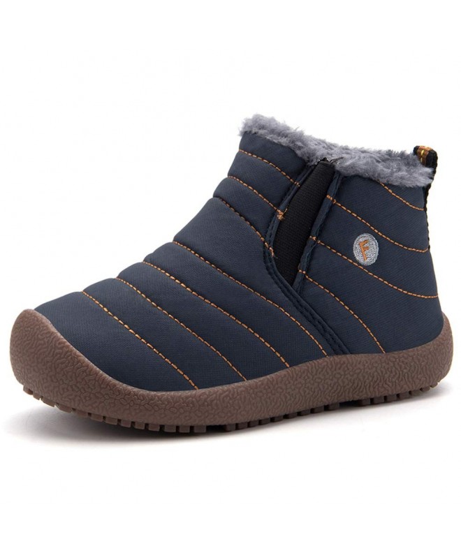 Boots Boy's Girl's Snow Boots Fur Lined Winter Outdoor Slip On Shoes Boots - Navy - CQ18HAI53WL $42.81