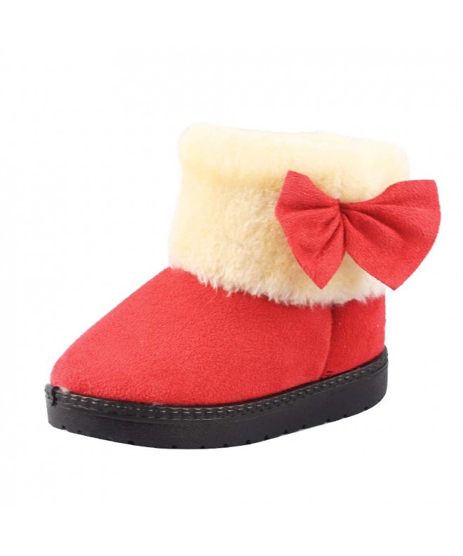 Boots Toddler Winter Bowknot Athletic Outdoor - Red - CO18KOWYSNH $25.11