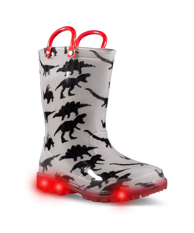 Boots Children's Light Up Rain Boots for Little Kids & Toddlers - Boys & Girls - Grey/Red (Dinosaur) - CD18K7QXKWS $32.14