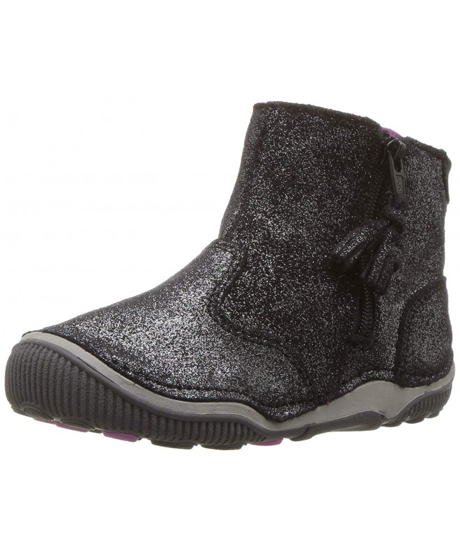 Boots Kids Zoe Toddler Girl's Lightweight Leather Boot Ankle - Black Sparkle - CZ18C7W57Y7 $75.91