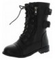 Boots Link Mango-61K Girls Zipper Military Combat Boot - Black - CI11HYPPXLR $51.78