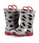 Boots Children's Light Up Rain Boots for Little Kids & Toddlers - Boys & Girls - Grey/Red (Dinosaur) - CD18K7QXKWS $29.04