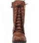 Boots Girls' Lace-Up Non-Slip Lug Sole Military Combat Boot (Toddler/Little Kid/Big Kid) - Brown Pu - C618HR0OWU4 $47.32