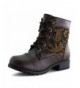 Boots Girls Lace Up Flower Embroider Military Ankle Boots (Little Kid) - Brown - CN127CYA0GB $33.86