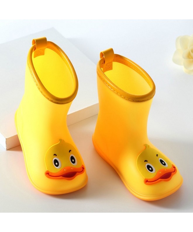 Boots Children's Duck Shoes PVC Rubber Kids Baby Cartoon Shoes Children's Water Shoes Waterproof Rain Boots - Yellow - C918GM...